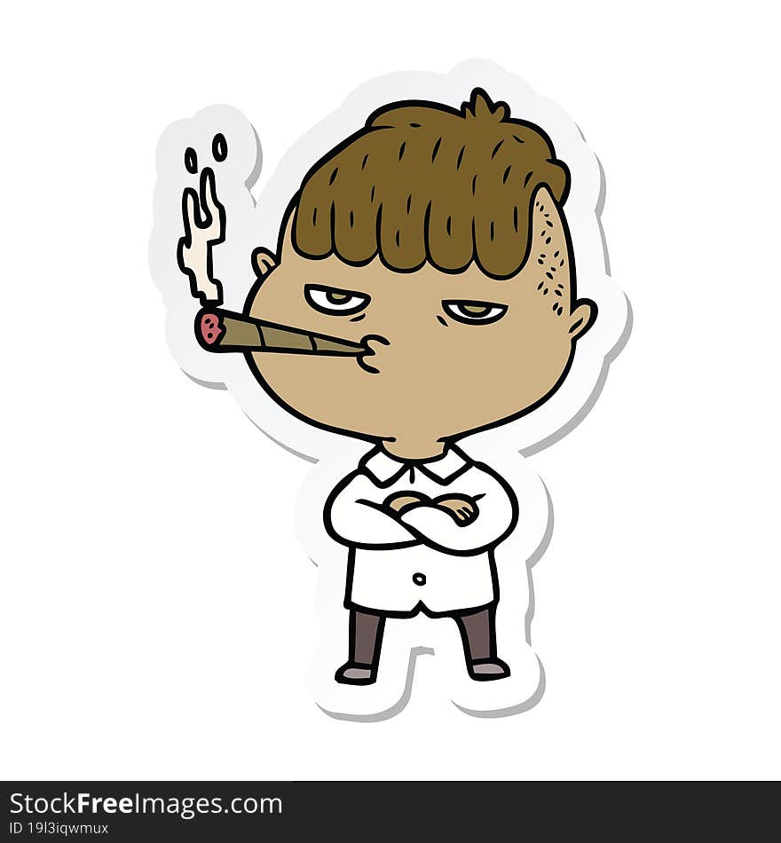 sticker of a cartoon man smoking