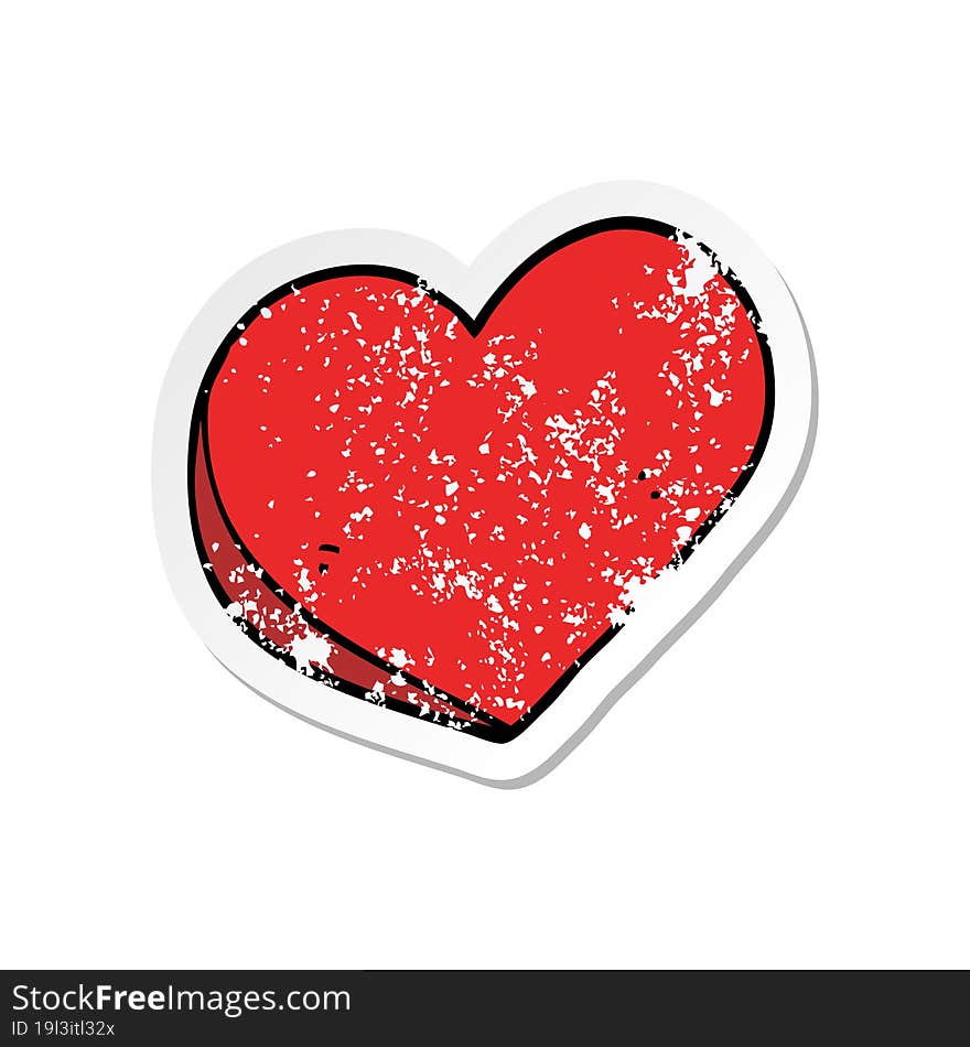 distressed sticker of a cartoon love heart