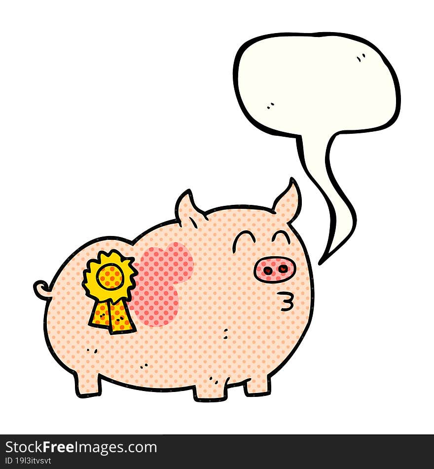 comic book speech bubble cartoon prize winning pig