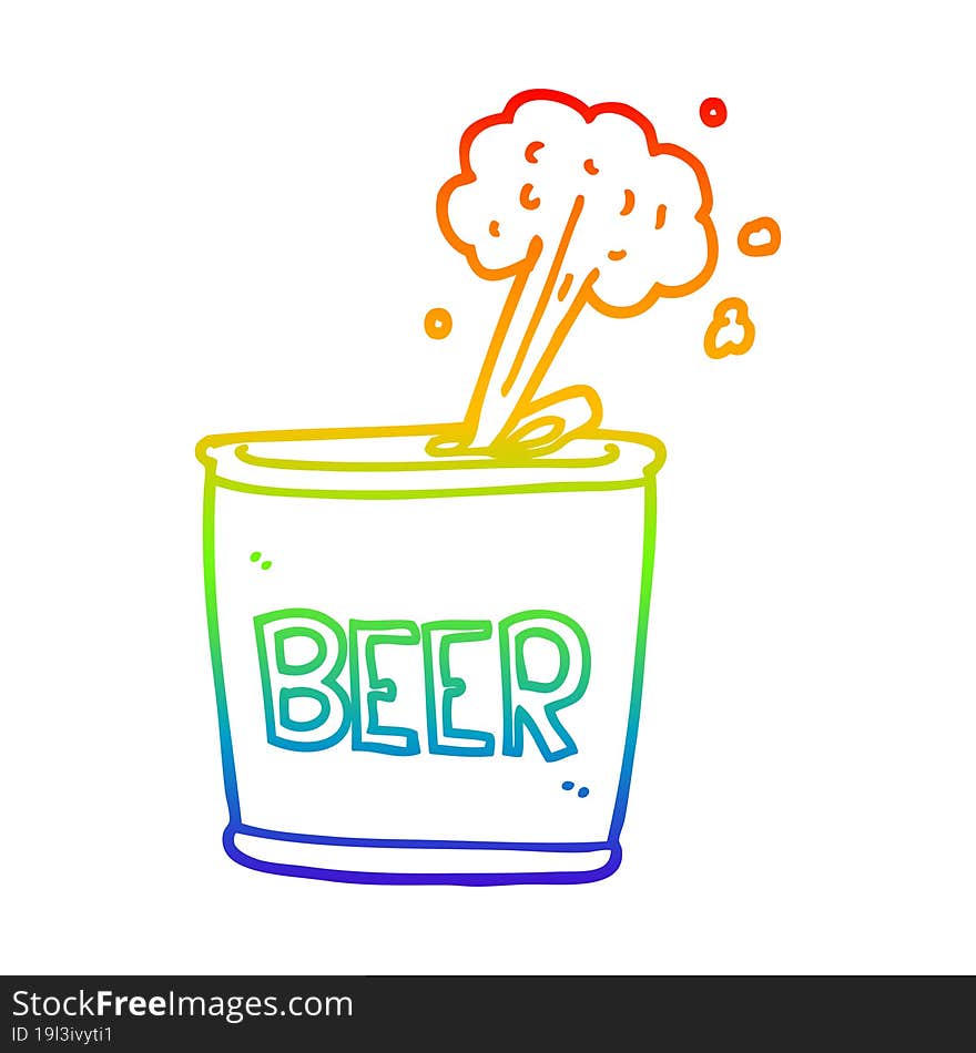 rainbow gradient line drawing of a cartoon beer can