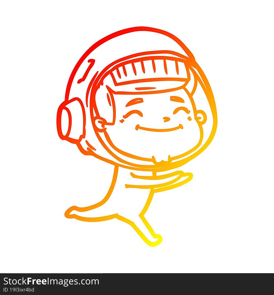 warm gradient line drawing of a happy cartoon astronaut