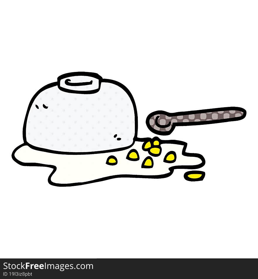 cartoon doodle spilt cereal bowl