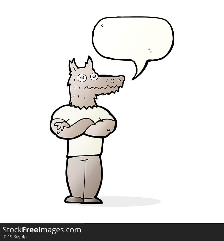 cartoon werewolf with speech bubble