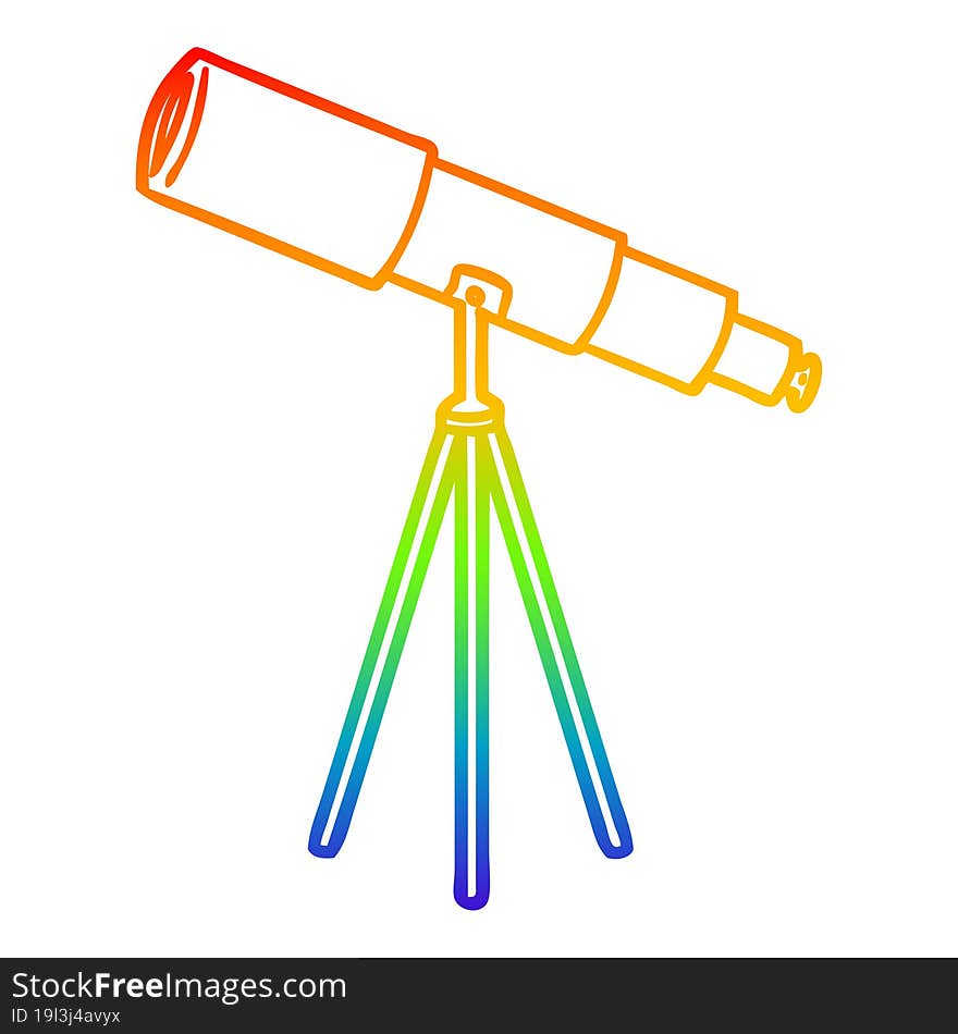 rainbow gradient line drawing cartoon telescope