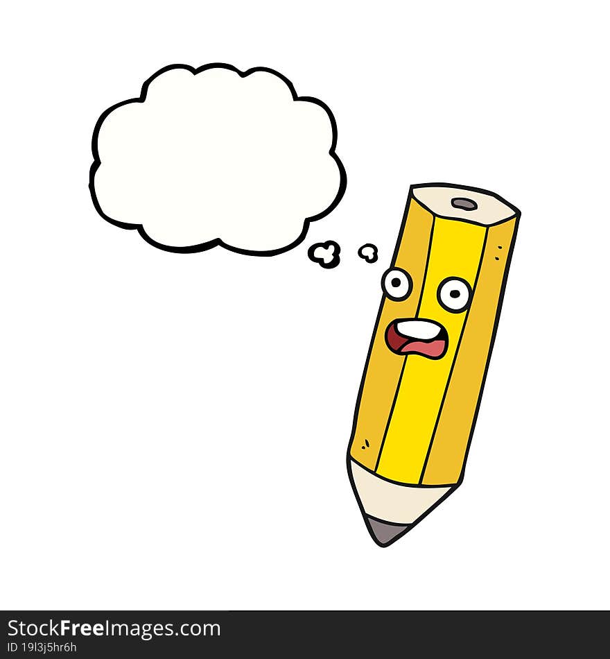 happy thought bubble cartoon pencil