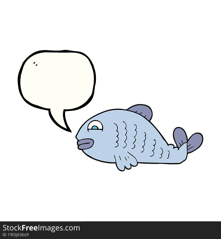 freehand drawn speech bubble cartoon fish