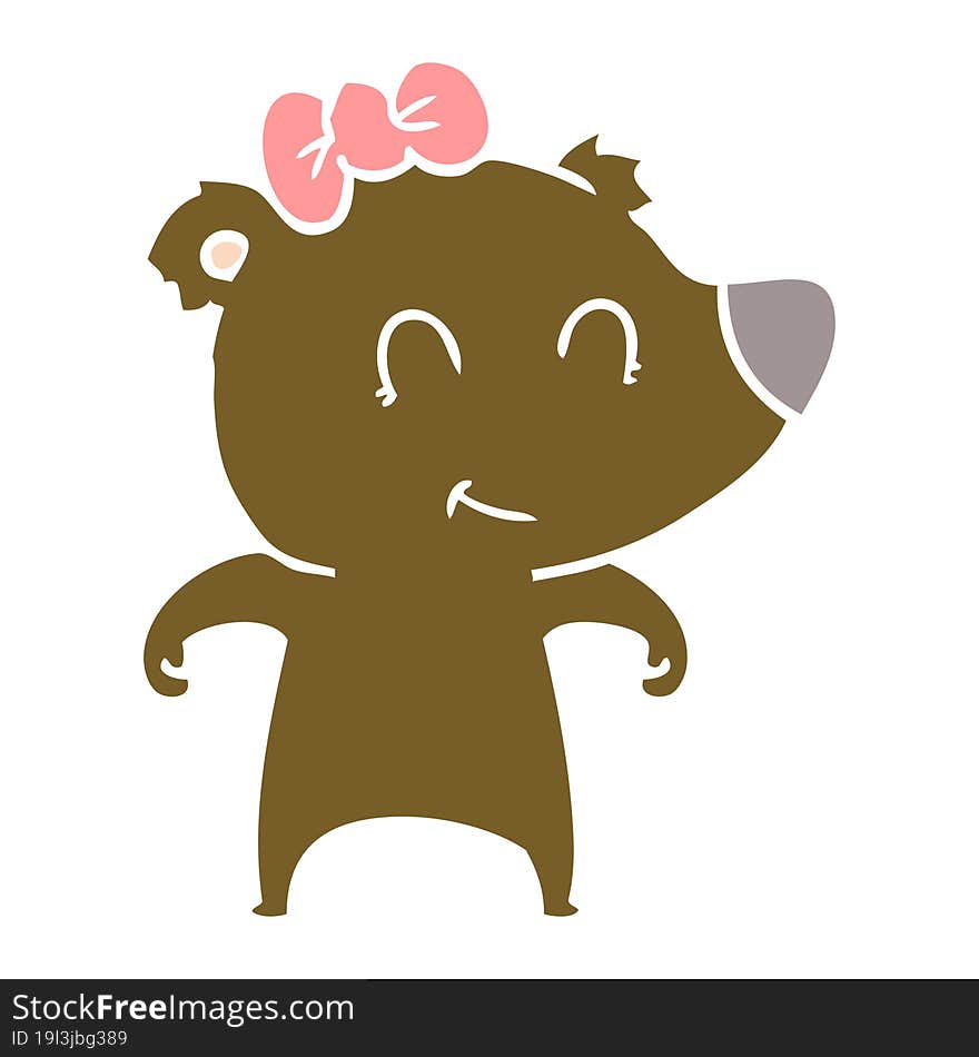 female bear flat color style cartoon