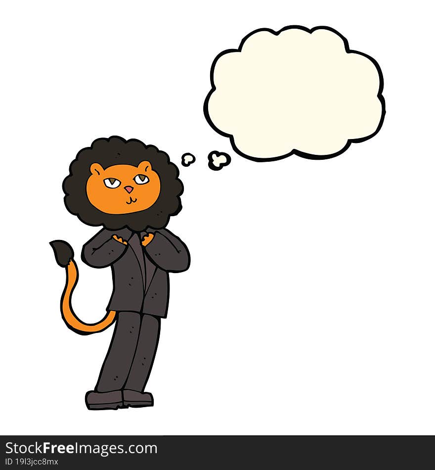 Cartoon Lion Businessman With Thought Bubble