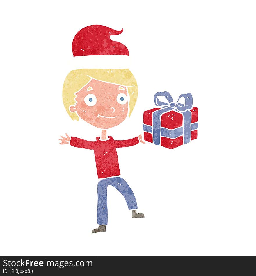 Cartoon Boy With Present