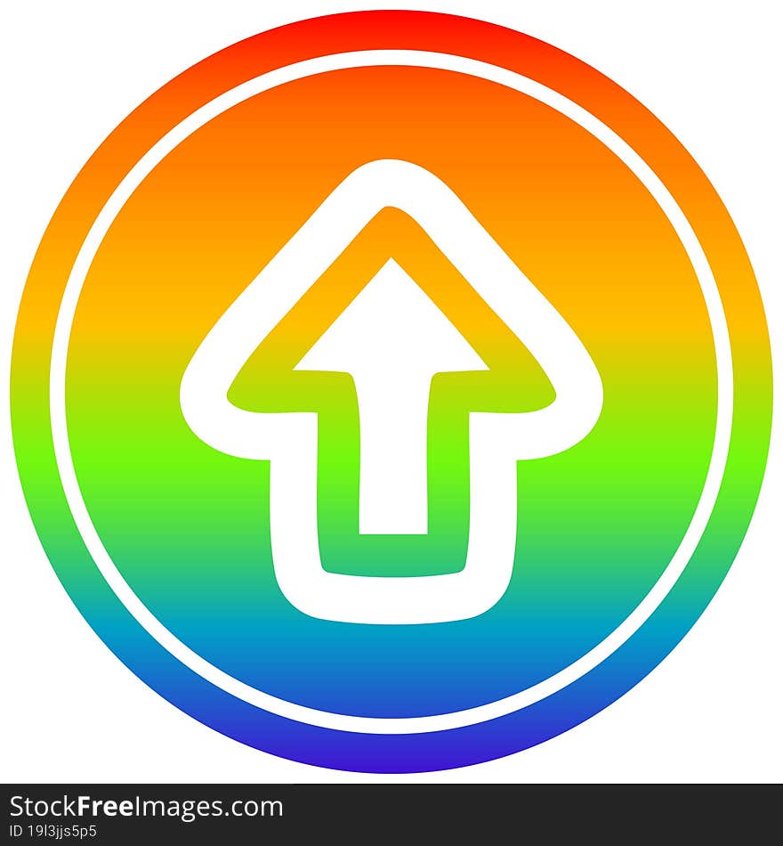 direction arrow circular icon with rainbow gradient finish. direction arrow circular icon with rainbow gradient finish