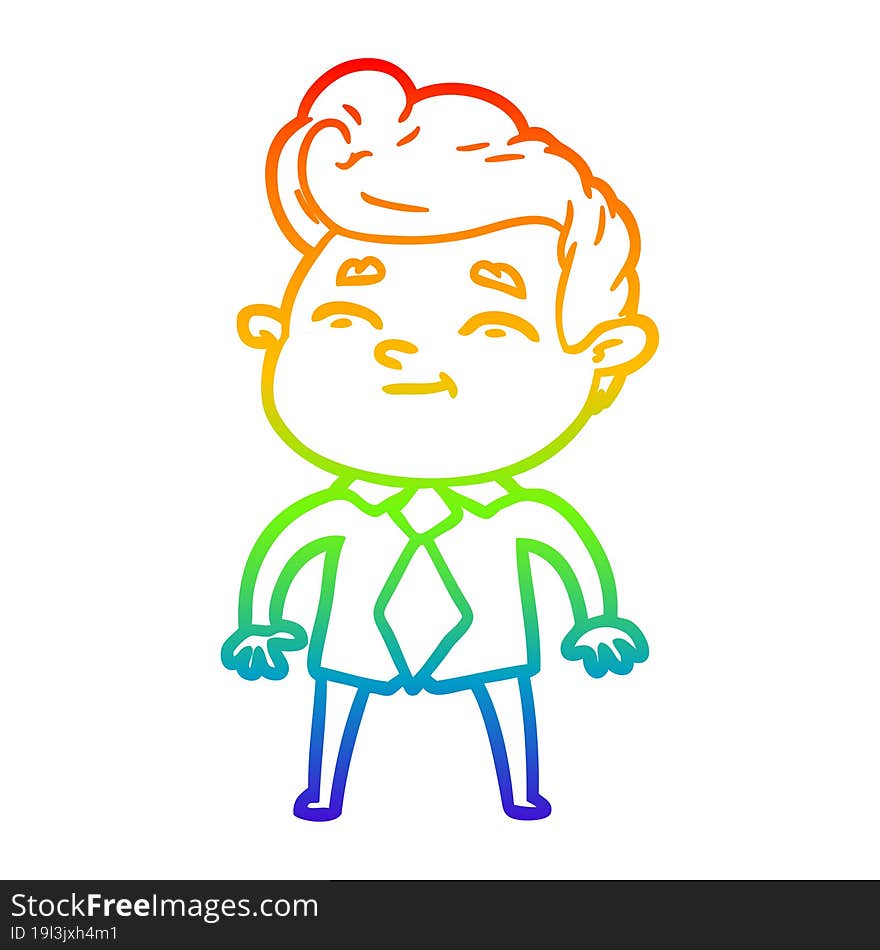 rainbow gradient line drawing of a happy cartoon man