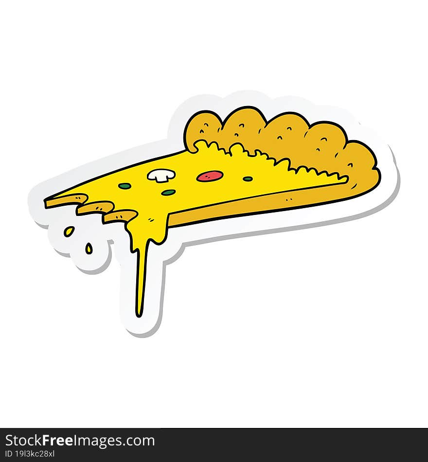 sticker of a cartoon slice of pizza