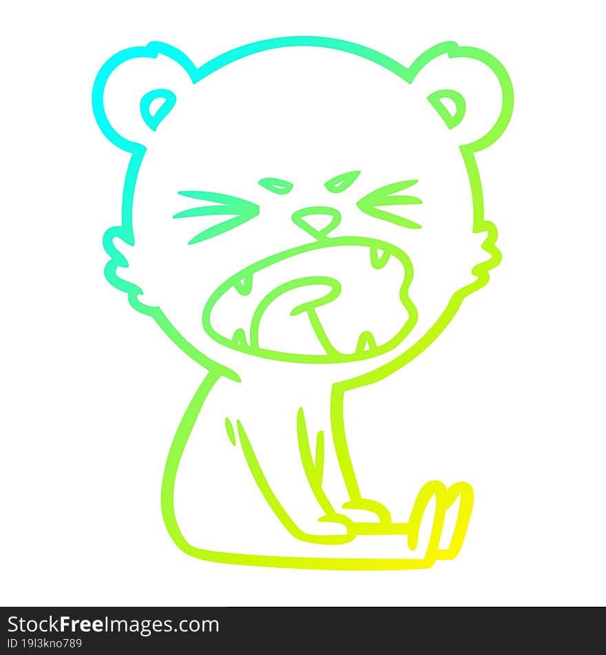 cold gradient line drawing angry cartoon bear