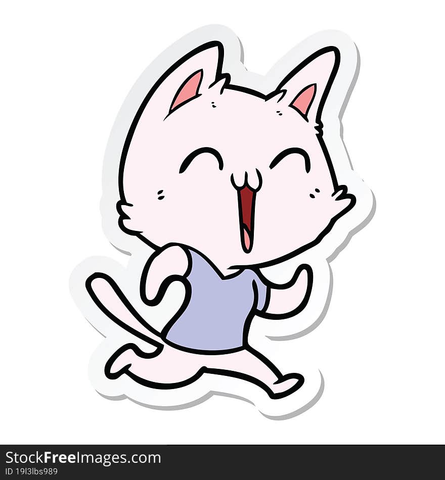 sticker of a happy cartoon cat