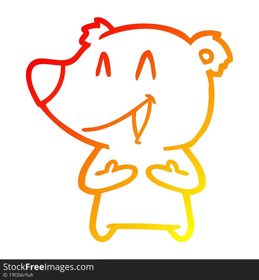 Warm Gradient Line Drawing Laughing Bear Cartoon