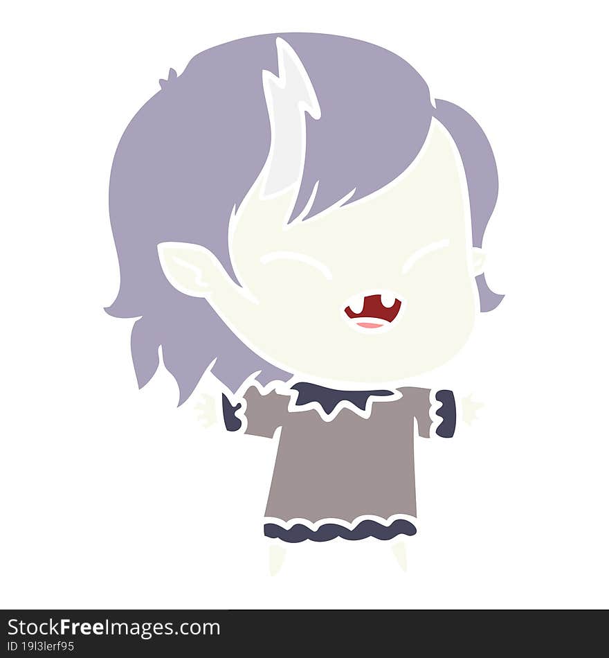 flat color style cartoon laughing vampire girl