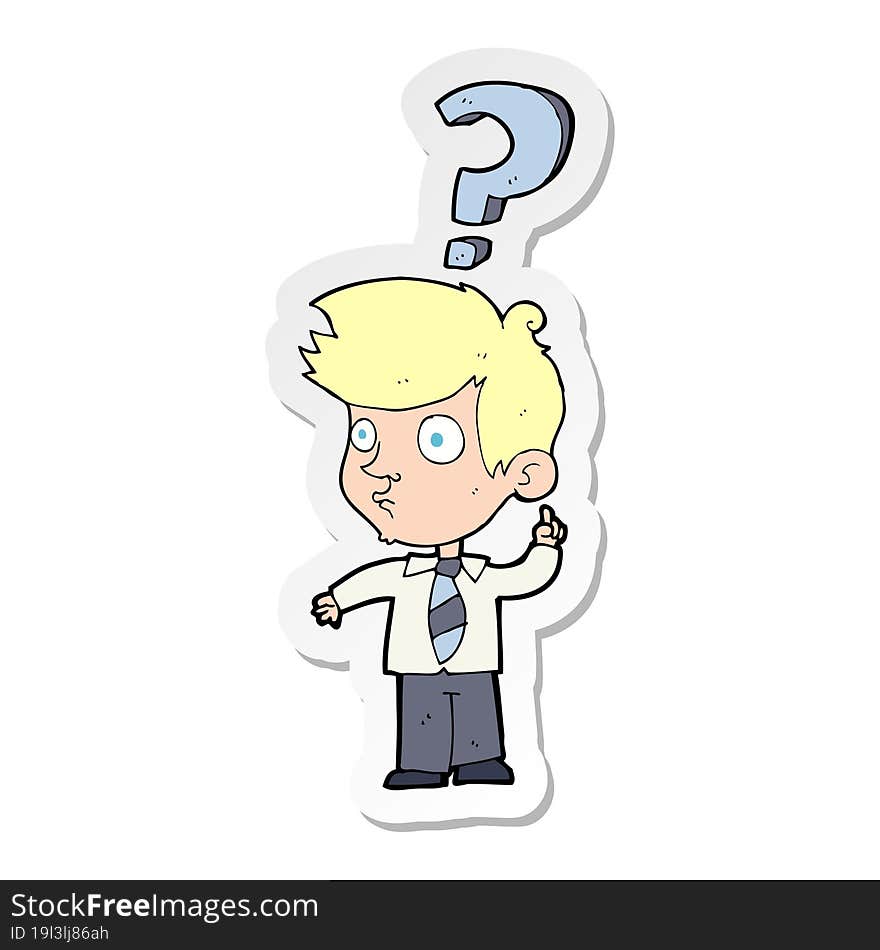 sticker of a cartoon man asking question