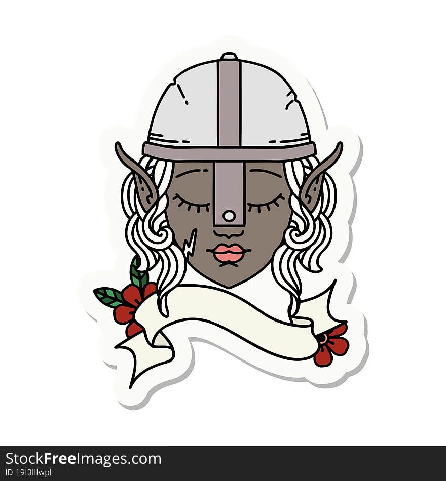 elf fighter character face sticker