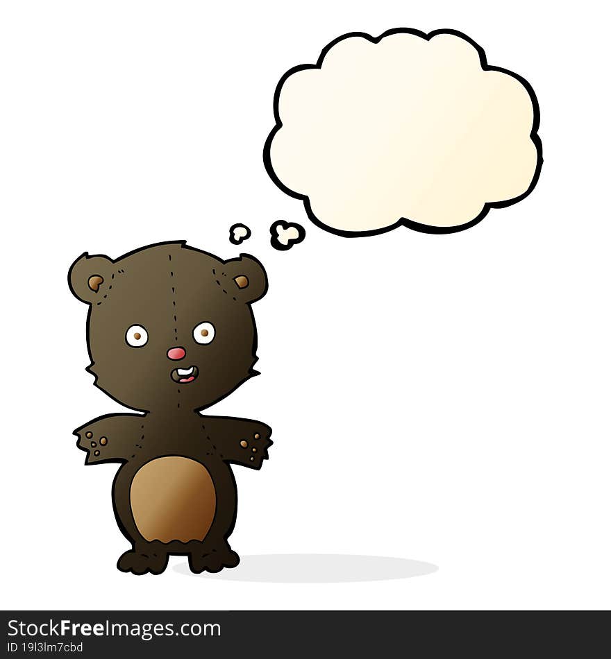 Cute Black Bear Cartoon With Thought Bubble