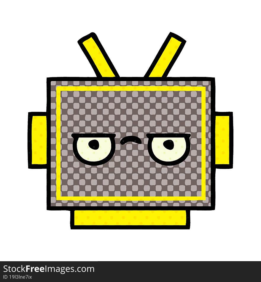 comic book style cartoon robot head