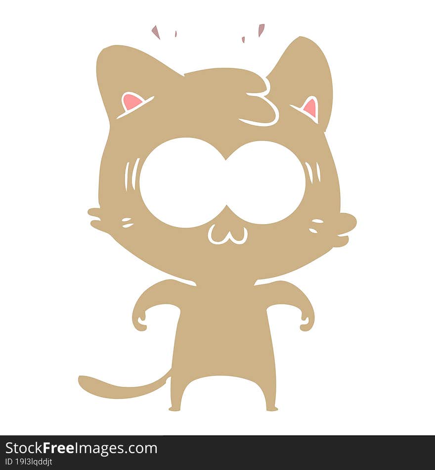 Flat Color Style Cartoon Surprised Cat