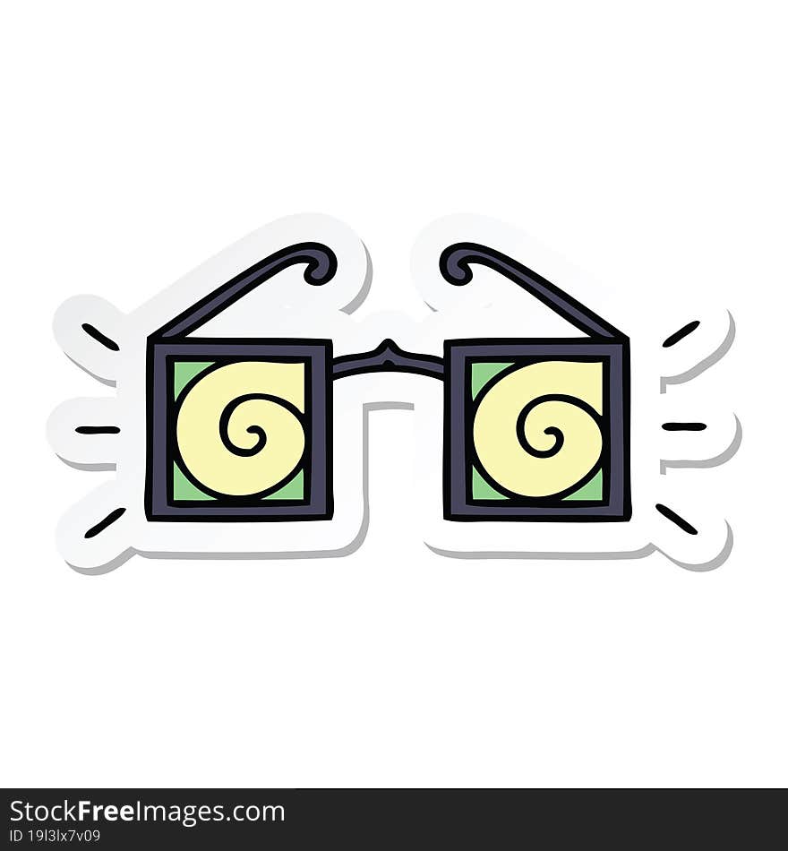 sticker of a cute cartoon hypno glasses