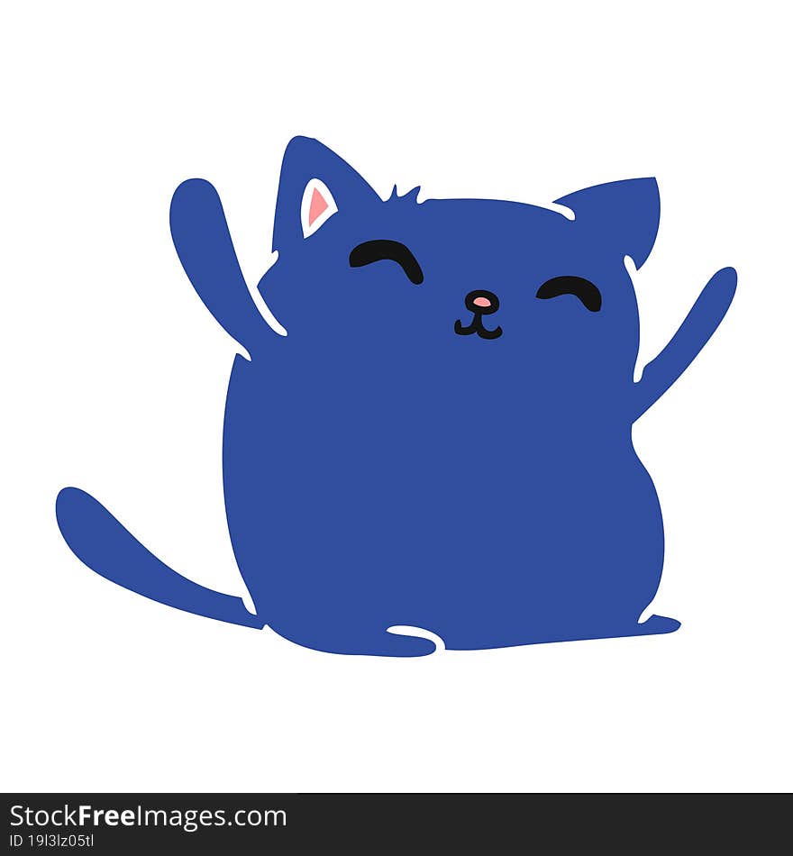 cartoon illustration of cute kawaii cat. cartoon illustration of cute kawaii cat