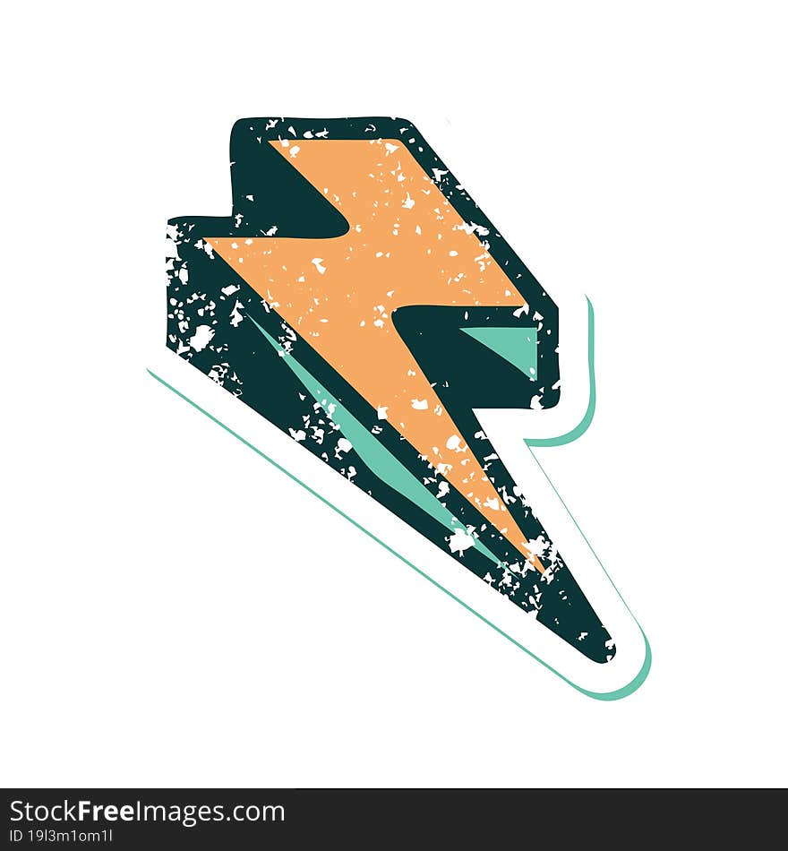 distressed sticker tattoo style icon of lightning  bolt