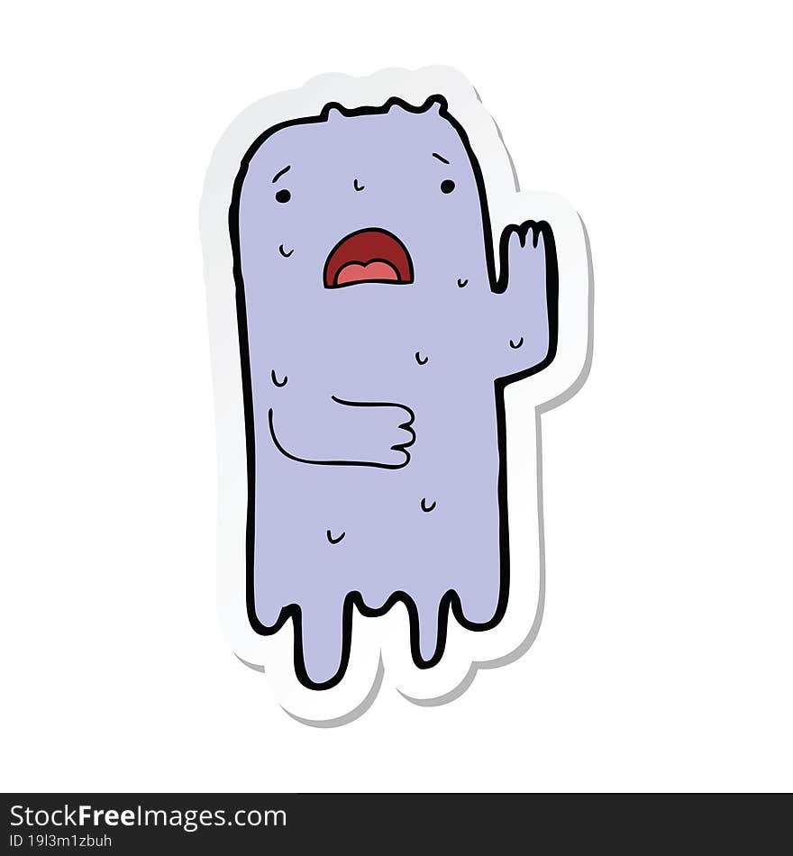 sticker of a cartoon ghost