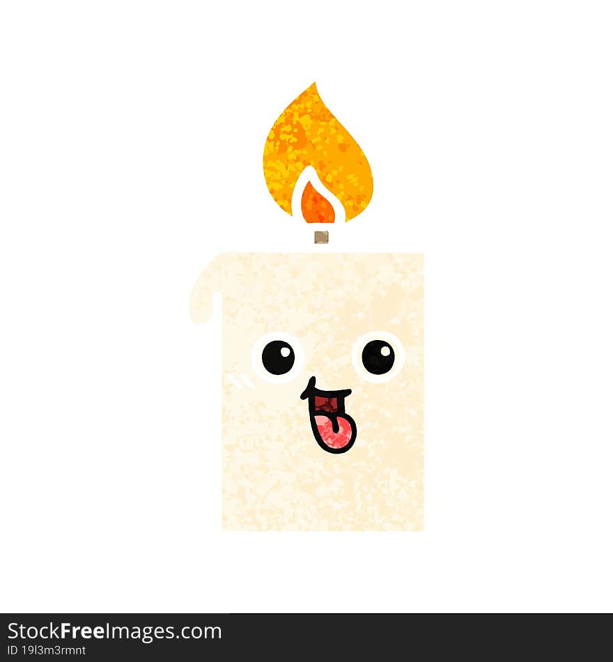 retro illustration style cartoon lit candle