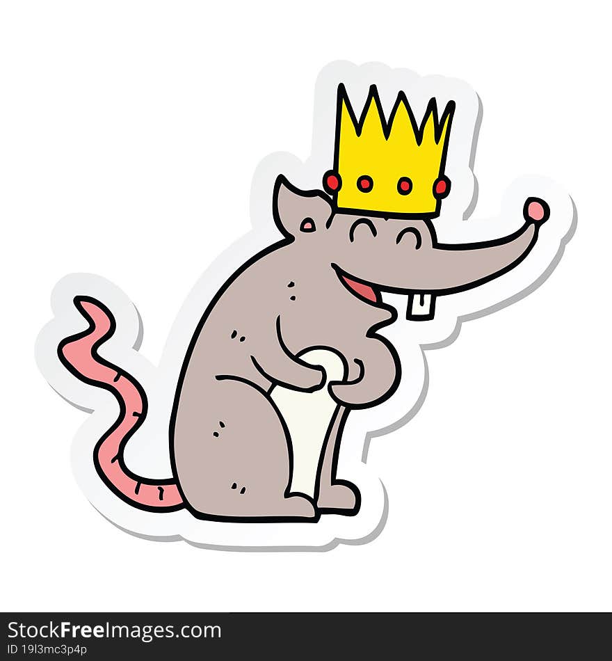 sticker of a cartoon rat king laughing