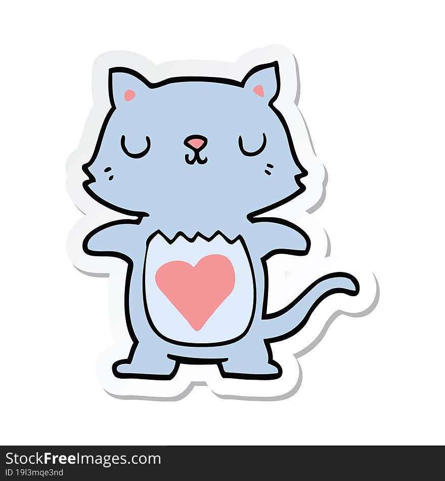 sticker of a cute cartoon cat