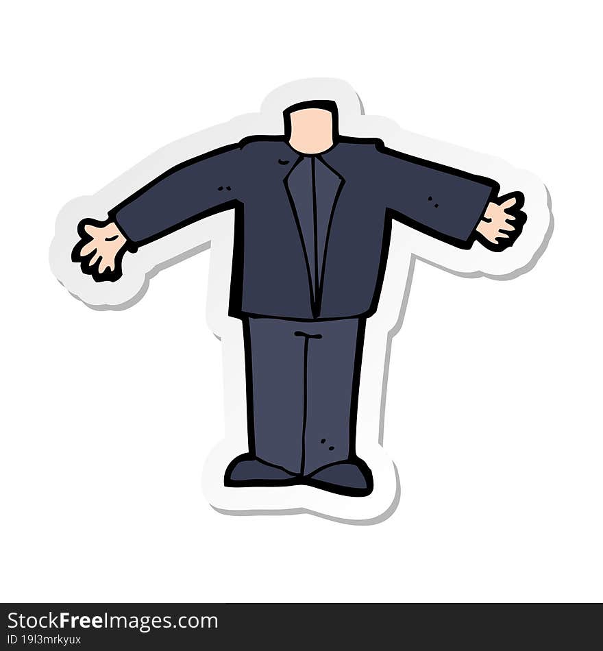 sticker of a cartoon body in suit