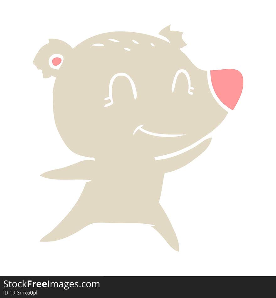 friendly bear flat color style cartoon