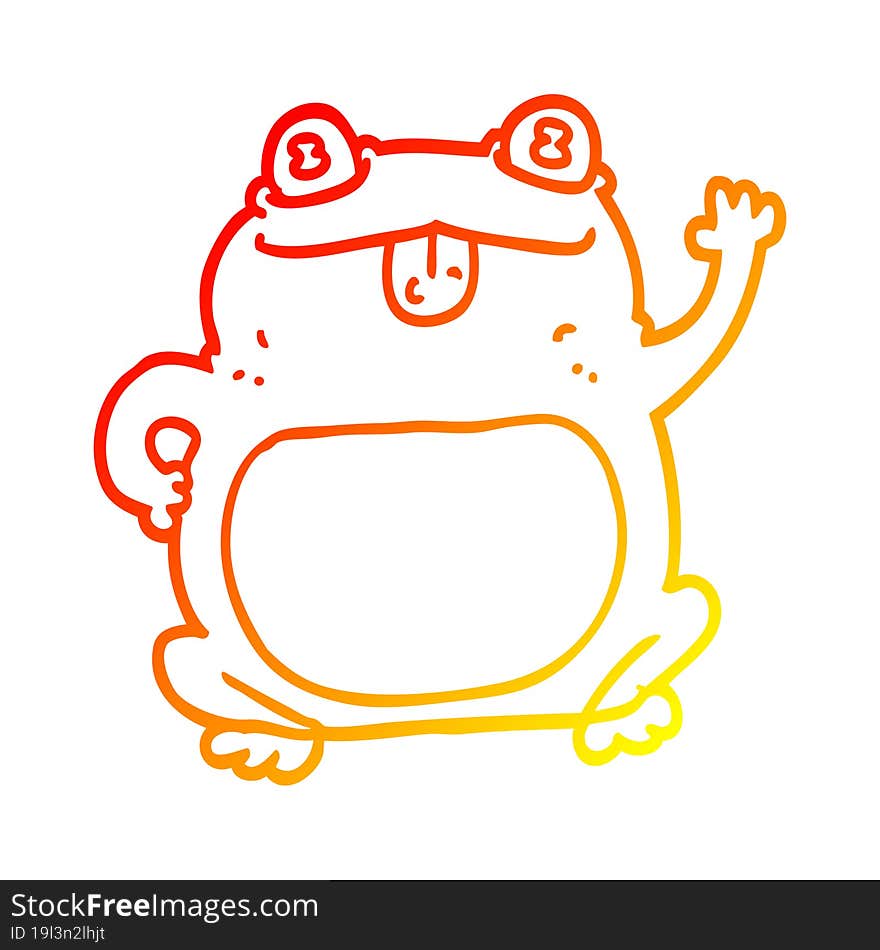 warm gradient line drawing of a cartoon frog