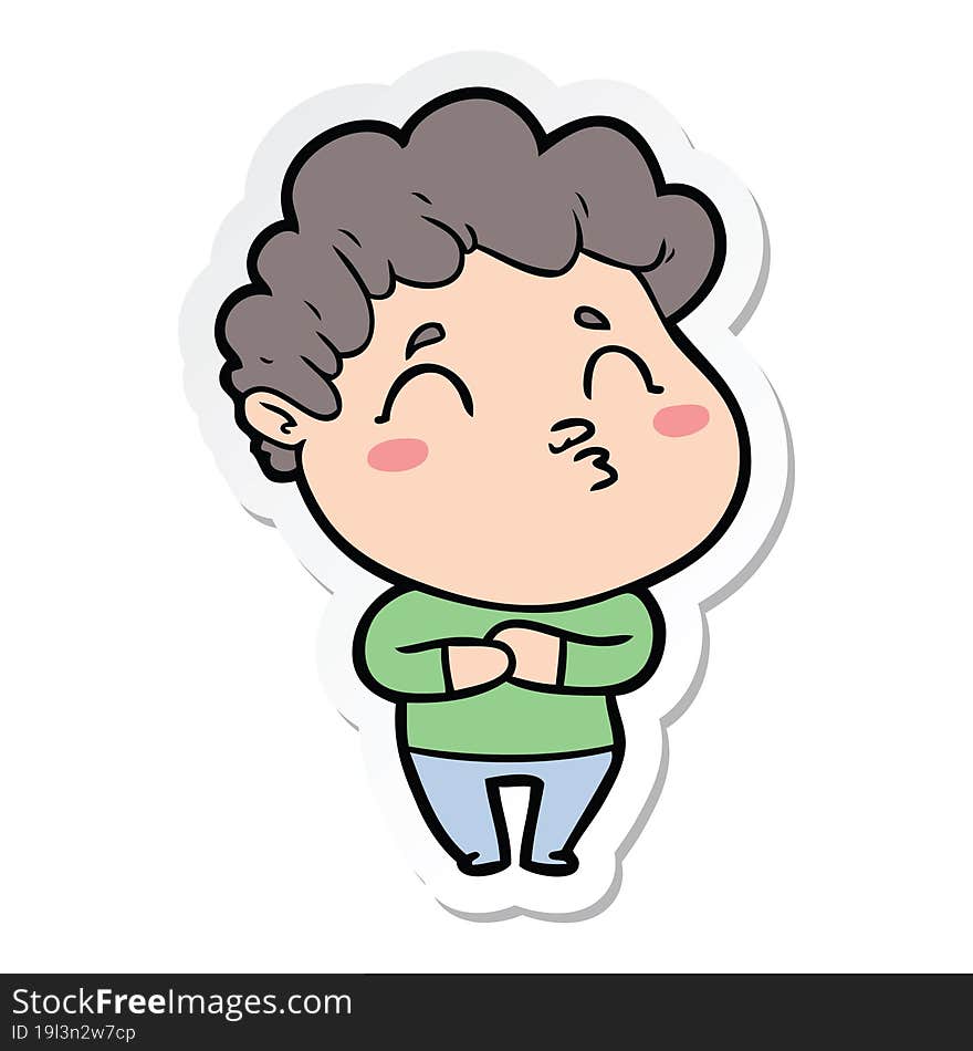 sticker of a cartoon man pouting