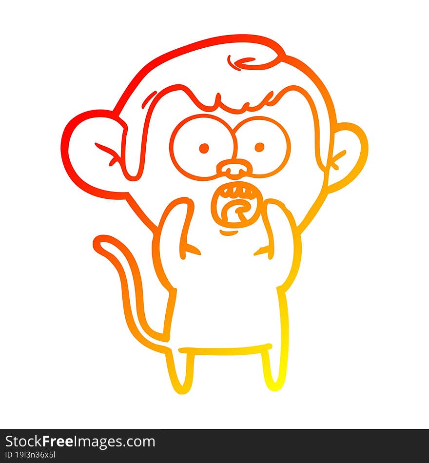 warm gradient line drawing cartoon shocked monkey