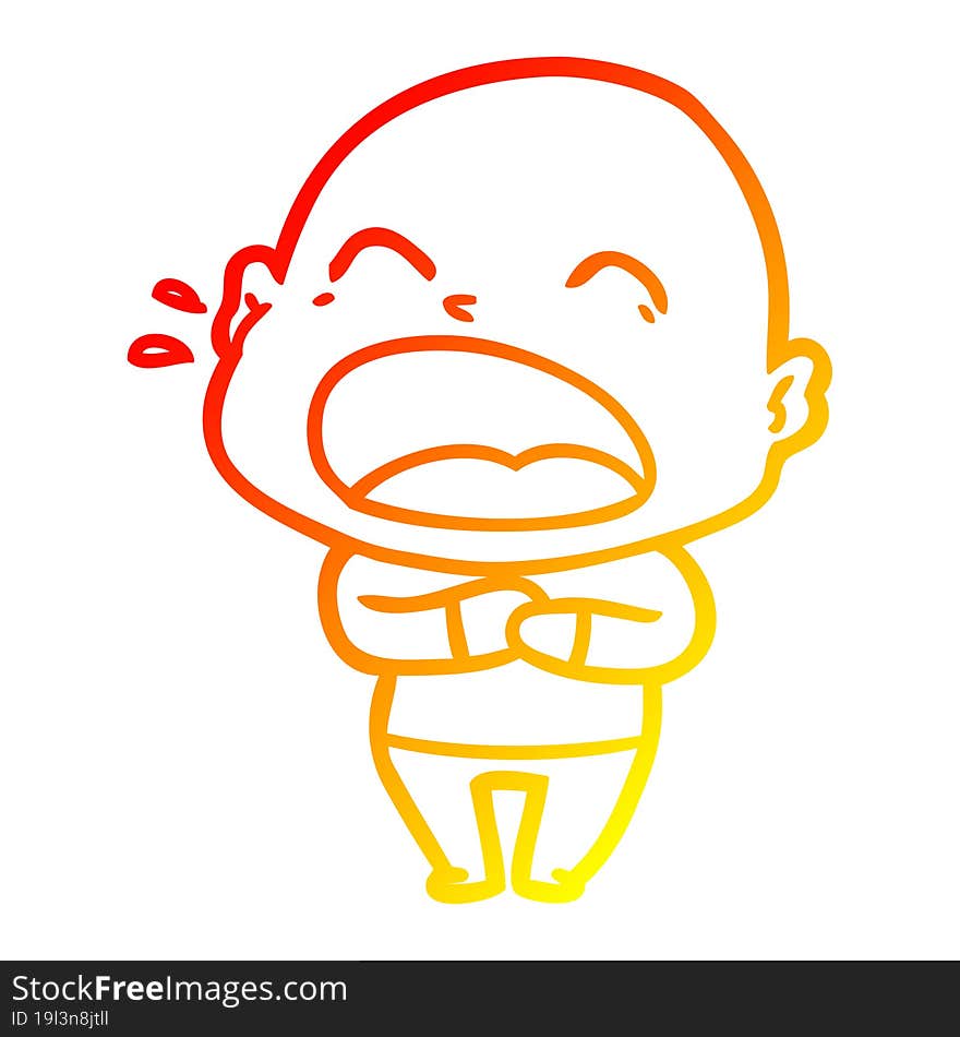 warm gradient line drawing cartoon shouting bald man