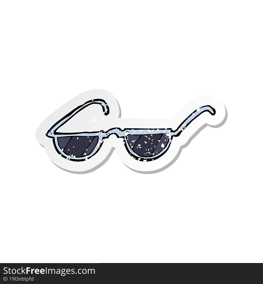 Retro Distressed Sticker Of A Cartoon Sunglasses