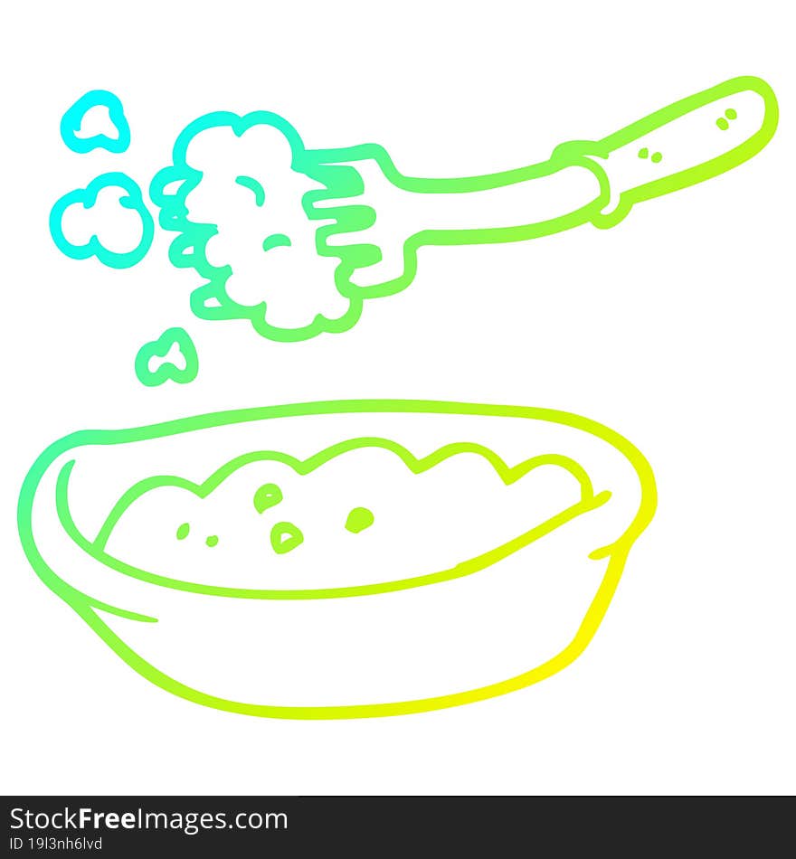 cold gradient line drawing cartoon bowl of food