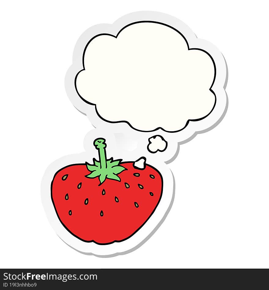 cartoon strawberry and thought bubble as a printed sticker