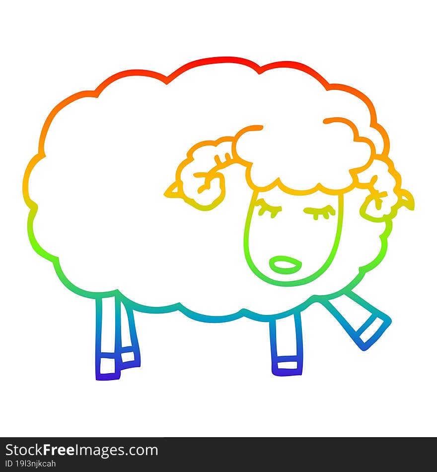 rainbow gradient line drawing cartoon cute sheep