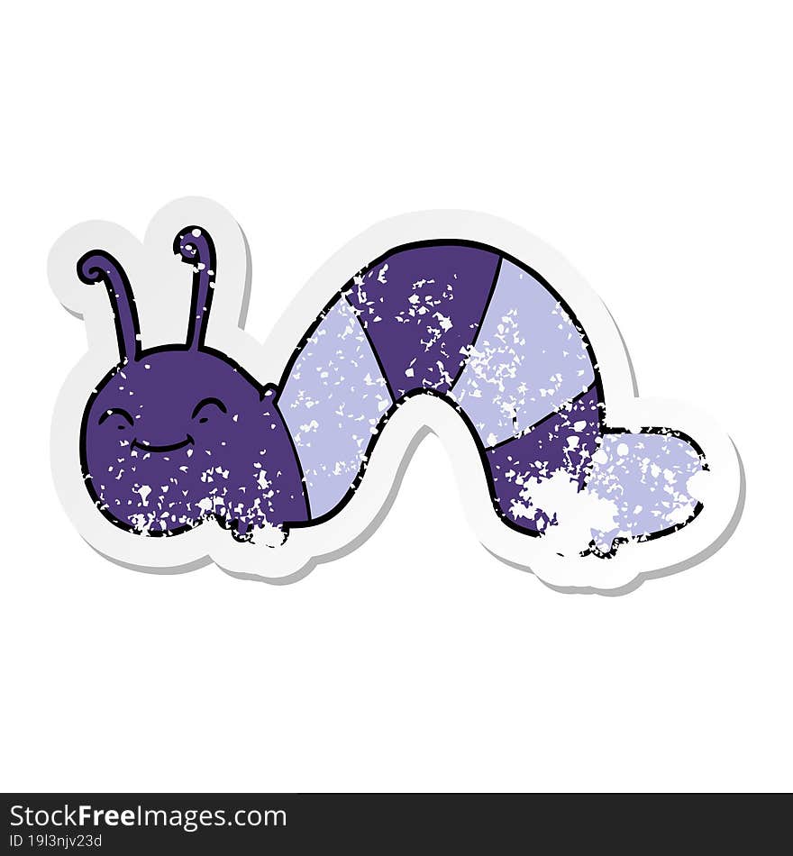 Distressed Sticker Of A Cartoon Happy Bug