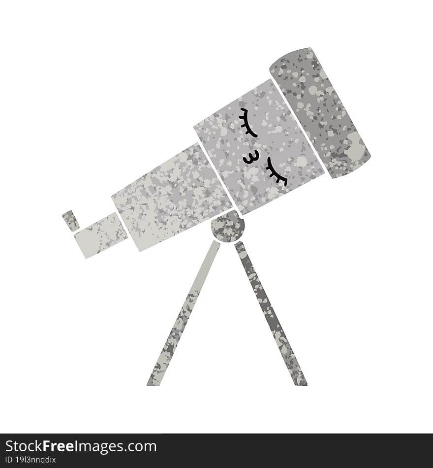 retro illustration style cartoon telescope