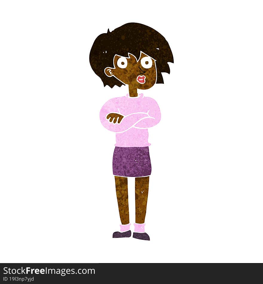 cartoon woman wit crossed arms