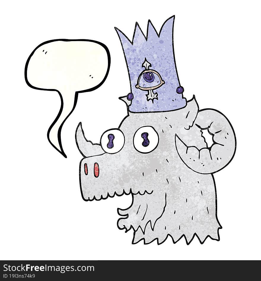 Speech Bubble Textured Cartoon Ram Head With Magical Crown