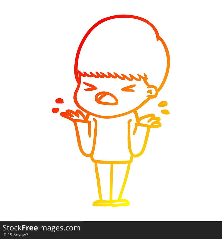 Warm Gradient Line Drawing Cartoon Stressed Man