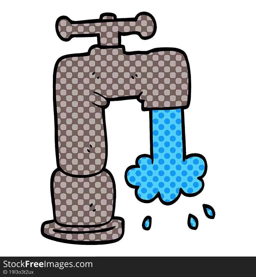 Cartoon Doodle Running Faucet