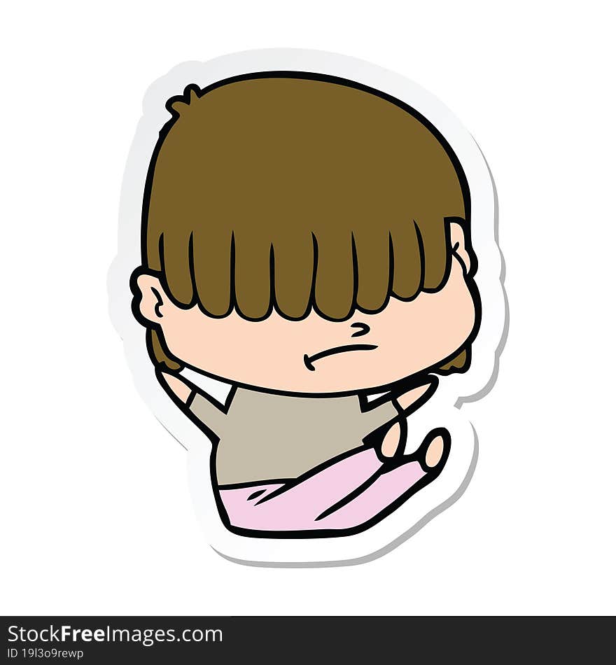 sticker of a cartoon boy with untidy hair