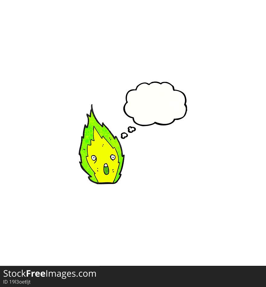 little green flame cartoon